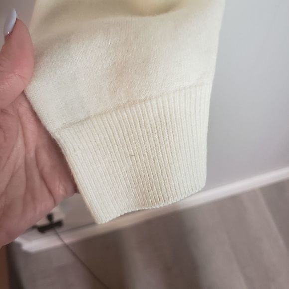 Vintage Cream White Mock Neck Sweater medium cowl neck - Picture 5 of 7